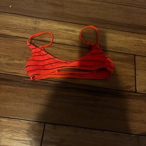 Billabong Red and Black Striped Bikini Top